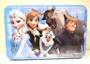 DISNEY FROZEN STORAGE TIN WITH PICTURE OF ELSA ANNA SVEN OLAF & KRISTOFF ON LID
