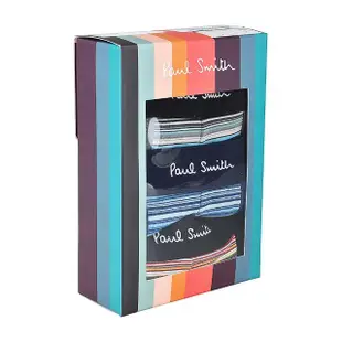 【Paul Smith】PAUL SMITH經典LOGO條紋設計棉質混紡低腰平角內褲三件裝(男款/多色)