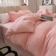 GGP Pink Solid Color Solid Color Solid Color 1.5M Bed Fitted Sheet Set With 200X230Cm Duvet Cover 4 Piece Bedding Set