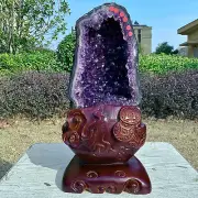 27.14LB Restoration of Natural Amethyst Cave Quartz Cluster Crystal Church