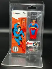 Superman Flash Drive 4gb NIB Sealed DC Comics USB EMTEC + 4 Free Tattoos