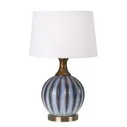 Telbix Lighting Yoni Ceramic Table Lamp - Antique Brass / White