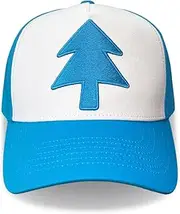 [YUSENGMOO] Dipper Blue Pine Tree Baseball Cap,Embroidered Mesh Cap/Cotton Fabric Cap,Truck Driver's Cap,Blue/White Cap