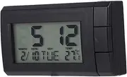 Mobestech 1pc Car Thermometer Vehicle Clock Auto Clock Mini Alarm Clock Small Digital Clock Dash Car Temperature Gauge Monitor Voltmeter Automotive Alarm Clocks Digital Thermometer Black