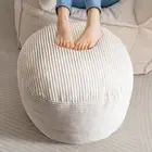 HIGOGOGO round Stuffed Pouf Ottoman, Corduroy Poufs with Foam Chunk Filling, Fur