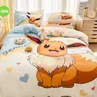 POKEMON Eevee Anime Bed Pillowcases Quilt Duvet Cover Queen King Bedding Set