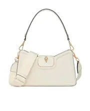Valentino Garavani VLogo Signature Piped-Trim Shoulder Bag One size ivory white