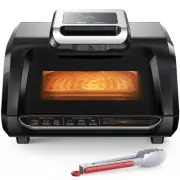 Indoor Grill Air Fryer Combo - 7-in-1 Smokeless Electric Air Grill with See-T...