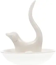 VERDANVERSE Cartoon Dog Ceramic Jewelry Tray White Trinket Dish for Ring Storage Decorative Organizer