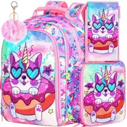 3 Piece Backpack Set For Girls 16 Inch Preschool Bookbag With Lunch Box