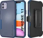 Punkcase for iPhone 11 Belt Clip Holster Case [Patron Series] 4-1 Rugged & Protective Multilayer Phone Cover W/Integrated Kickstand for iPhone 11 (5.8") (2019) [Navy]