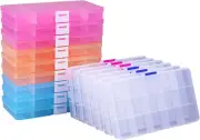 15 Pack Plastic Jewelry Box15 Grid Organizer Storage Adjustable Dividers Compart