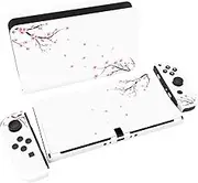 PlayVital Skin Sticker for Nintendo Switch OLED, Skin Sticker Decal Film Decal Faceplates Adhesive Film for Switch OLED Console & Joy Con & Dock & Grip (Falling Cherry Blossom)