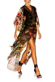 WRAP TIE LONG SLEEVE KAFTAN GATHERING DUSK