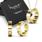 Boxed Ring Pendant Gold Set Embellished with SWAROVSKI® Crystals