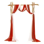Wedding Arch Drape Fabric, 3 Panels 30INx20FT Chiffon Drapery Curtains, Red