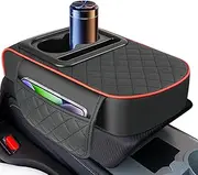 Car Center Console Armrest Pad,Cushion Cover with Cup Holder,Raised Console Protector for SUV Truck Comfortable Vehicle Armrest Protector BlackBeigeGi
