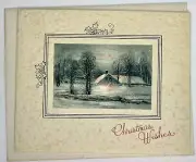 Vintage Christmas Greeting Card ~Winter Scene~ Textured Paper UNUSED w. Envelope