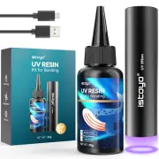 UV Resin Kit with Light, 30G UV Resin with Rechargeable UV Flashlight 395NM, Fas
