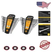 Durable 30-Piece Ratchet Tool Set with Engraved Size Markings & Offset Box End