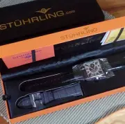 Stuhrling Original Men's Watch Winchester Chariot Square Automatic Skeleton NWT