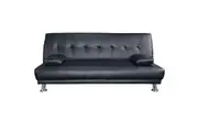 Sarantino 3 Seater Faux Leather Sofa Bed Couch Lounge Futon - Black