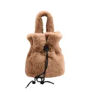 Fashion Exquisite Shopping Bag Retro Solid Plush Mini Handbag Female Drawstring Crossbody Bag Gift Money Purse