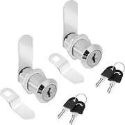 Cabinet Locks with Keys 2 Pack 1-1/8" Cam Locks Cabinet Locks Keyed Alike Cylinder Lock Cabinet Cam Lock Set for Secure Drawer Mailbox File RV Storage Tool Box Locks Replacement Set, Zinc Alloy