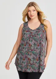 [Taking Shape] Taking Shape Printed Tank Size 16 in Multi - Plus Size Women's Clothing Multi
