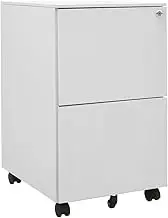 Mobile File Cabinet Steel Light Grey 39x45x67 cm, 2 Lockable Drawers with Ball Bearing Runners, Fully Extendable, Hanging File Bars for Letter Legal A4, 5-Wheel Base