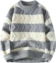[Generic] Men's Striped Christmas Pullovers Thick Warm Loose Sweater Cotton-Blend Pullover