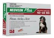 Neoveon Plus Red 4 Pack for Dogs 40kg to 60kg Flea Control Treatment