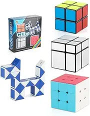 Cuberspeed Beginners Speed Cube Set 3x3 Speed Cube 2x2 Mirror Cube 2x2x2 Stickerless Sanke Twist Puzzle Cube
