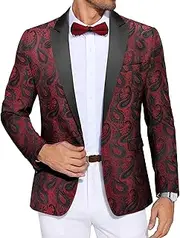 [COOFANDY] Mens Floral Blazer Suit Jacket Dinner Party Prom Wedding Stylish Tuxedo