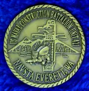 USN NMCB-421 Naval Construction Battalion 421 NAVSTA Everett Challenge Coin C-18