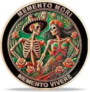 RYUKENLM Memento Mori Coin Dia de Los Muertos Challenge Coins Eternal Love & Remembrance Skeleton Couple Medallion Inspirational Daily Stoic Reminder Token Stoicism Gifts