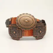 Serape & Copper Concho Belt * ARIAT Brown Leather Western ~ COWGIRL A15319