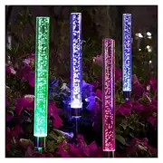Solar Light Outdoor Pathway Lights Patio Lights, 2 Pack Solar Tube Lights Solar Acrylic Bubble Light Waterproof RGB Color Changing Solar Stake Light