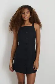 Alex Mill Alexis Linen & Cotton Dress in Black at Nordstrom, Size Small