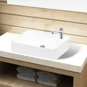 Ceramic Bathroom Sink Basin with Faucet Hole White vidaXL