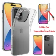 For iPhone 15 14 13 12 Pro Max 7 6 X Xr Case Slim Clear Cover / Screen Protector