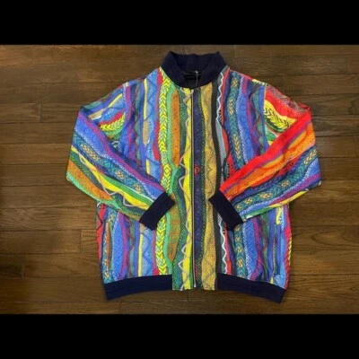 Coogi Silk Bomber Jacket Men’s Size 3XL Multi Color Authentic Biggy Smalls Nice!