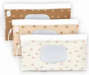 3 Pack Baby Wipes Dispenser，Baby Wipe Holder for Travel，Boho Wipes Container， Reusable Wet Wipes Pouch Portable refillable Wipe Holder for Travel