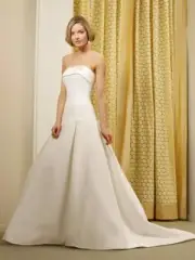 STEVEN BIRNBAUM Eloise Light Ivory Silk White Aline Strapless Wedding Dress 8