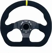 12.5'' D Shape Car Racing Steering Wheel Suede Leather Flat Drift Sports Steering Wheel With Aluminum Bracket & Horn Button (KLW-96)