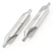 3mm x 8mm x 50mm HSS Electrical A Type Center Drill Bits Gray 2 in 1 Set
