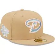 New Era Arizona Diamondbacks Tan 5950 Hat 2001 WS Patch Size 7 5/8 Sky Blue UV