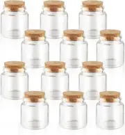 12 Pcs 50ml/1.7oz Glass Cork Bottles Small Glass Jars Clear Empty Bottle Vials w