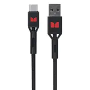 Monster Braided 1.2M Phone Charging/Sync Power/Data Cable USB-C to USB-A Black