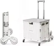Foldable Shopping Trolley, 65L Collapsible Utility Cart, Folding Portable Crate